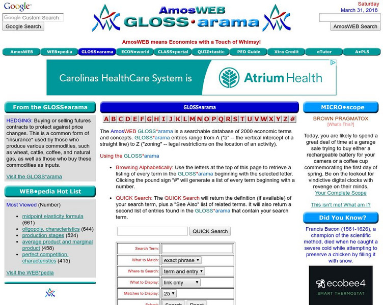 Economic Glossarama: Supply Handout Economic Glossarama: Supply Handout