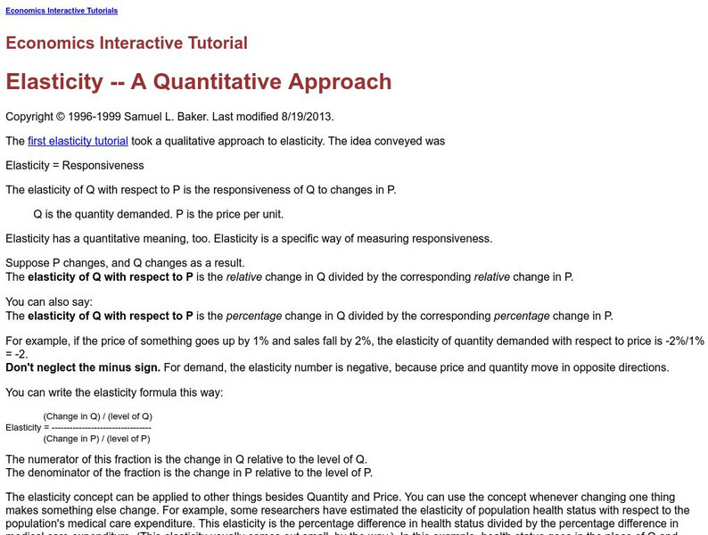 Elasticity: A Quantitative Approach Unit Plan