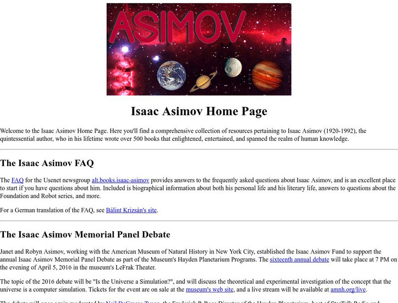 Isaac Asimov Home Page Website Isaac Asimov Home Page Website