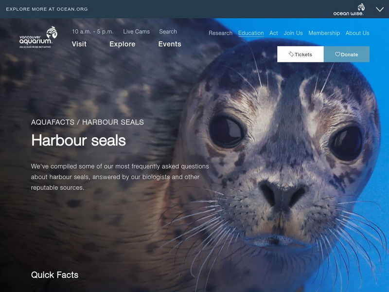 Vancouver Aquarium: Harbor Seals Unit Plan Vancouver Aquarium: Harbor Seals Unit Plan