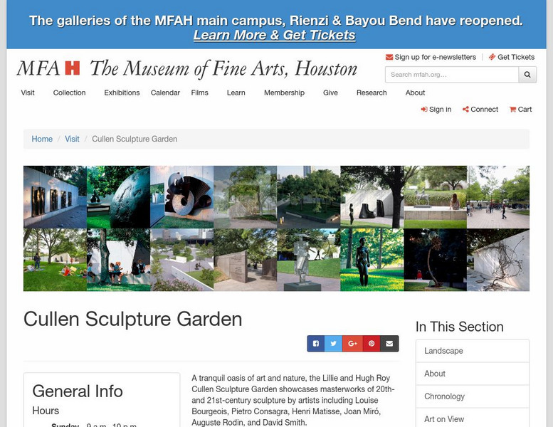 Museum of Fine Arts, Houston: The Cullen Sculpture Garden Graphic Museum of Fine Arts, Houston: The Cullen Sculpture Garden Graphic