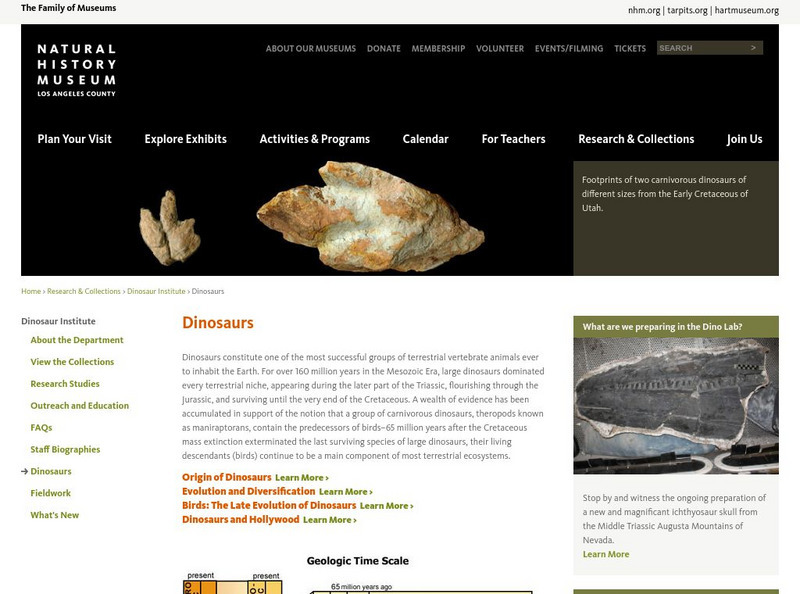 Natural History Museum of Los Angeles County: Dinosaur Institute: Dinosaurs Website Natural History Museum of Los Angeles County: Dinosaur Institute: Dinosaurs Website