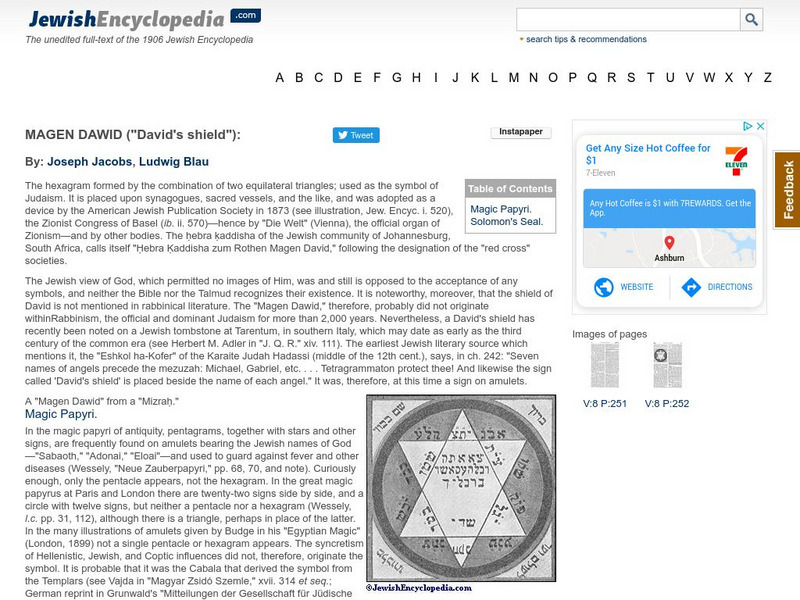 Jewish Encyclopedia: Magen David Handout Jewish Encyclopedia: Magen David Handout
