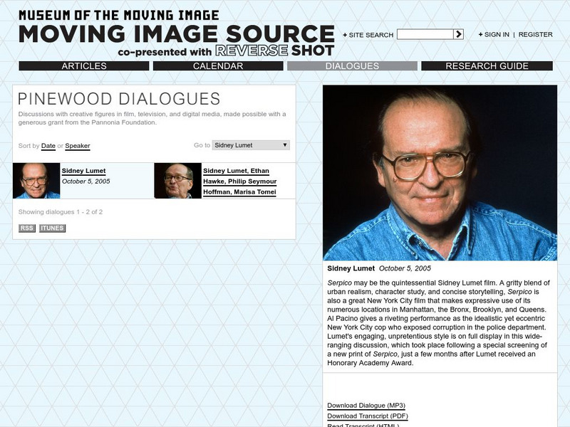 Museum of the Moving Image: Interview With Sidney Lumet Primary Museum of the Moving Image: Interview With Sidney Lumet Primary