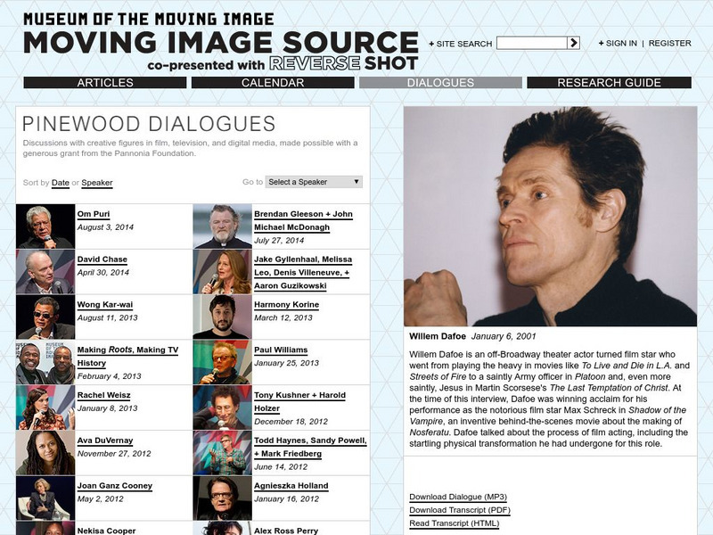 Museum of the Moving Image: Interview With William Dafoe Primary