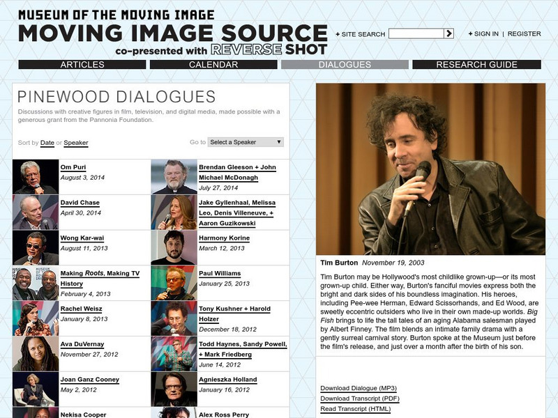 Museum of the Moving Image: Interview With Tim Burton Primary Museum of the Moving Image: Interview With Tim Burton Primary