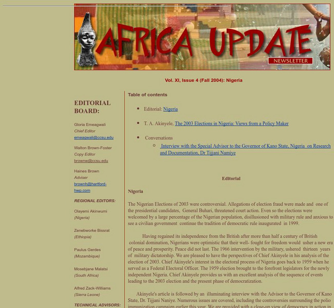 Africa Update Newsletter: Election in Nigeria Article Africa Update Newsletter: Election in Nigeria Article