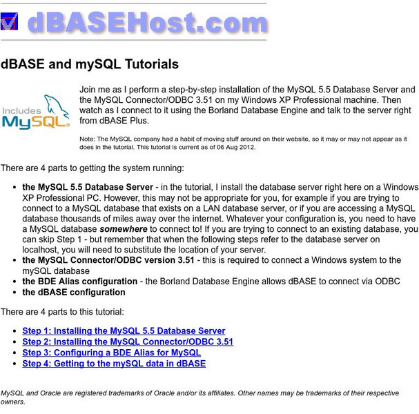 D Base and My Sql Tutorials Handout D Base and My Sql Tutorials Handout