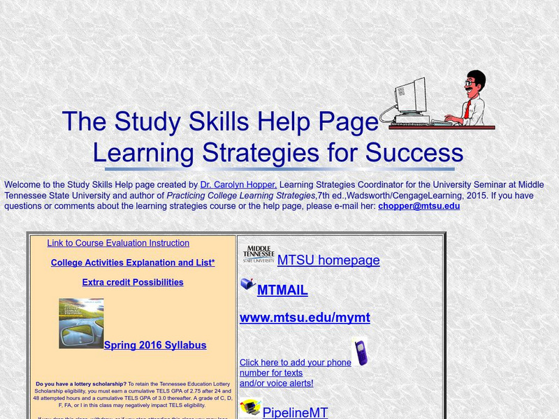 Middle Tennessee State University: Study Skills Help Page Website Middle Tennessee State University: Study Skills Help Page Website