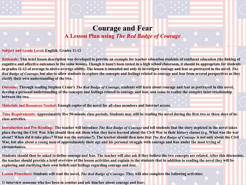 Courage and Fear: Lesson Using the Red Badge of Courage Lesson Plan Courage and Fear: Lesson Using the Red Badge of Courage Lesson Plan