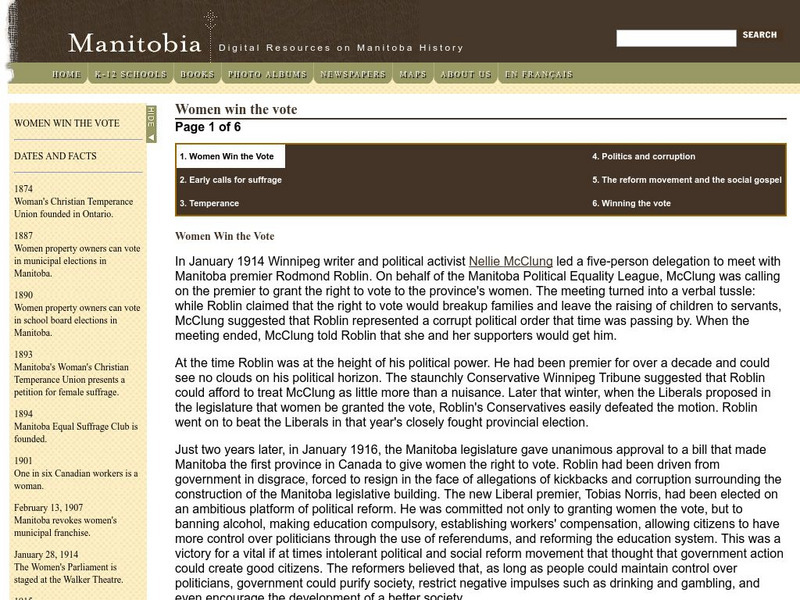 Manitobia Life and Times: Women Win the Vote Website