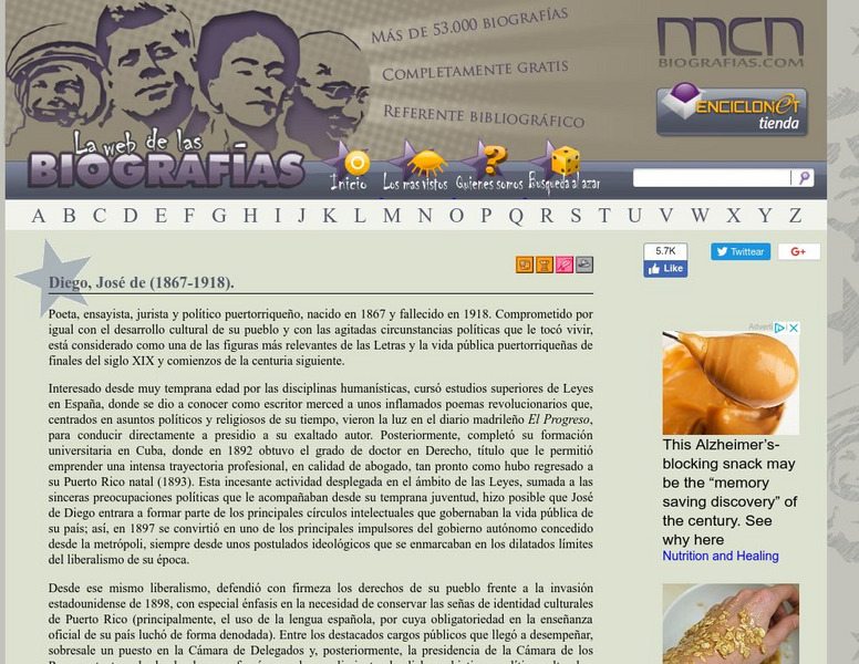 Mcm Biographias: Jose De Diego Handout Mcm Biographias: Jose De Diego Handout