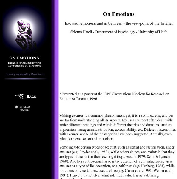 University of Haifa: Excuses, Emotions and in Between Article