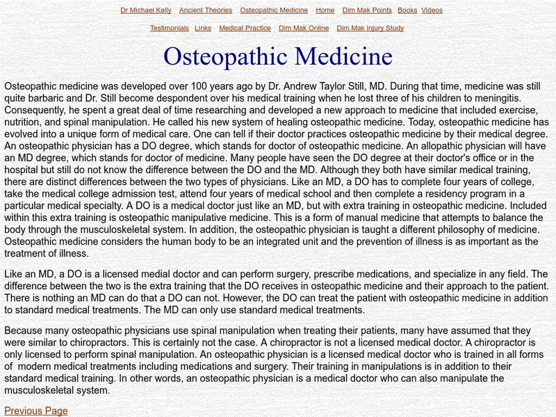 Dim Mak: Dr. Kelly's Osteopathic Medicine Website Dim Mak: Dr. Kelly's Osteopathic Medicine Website