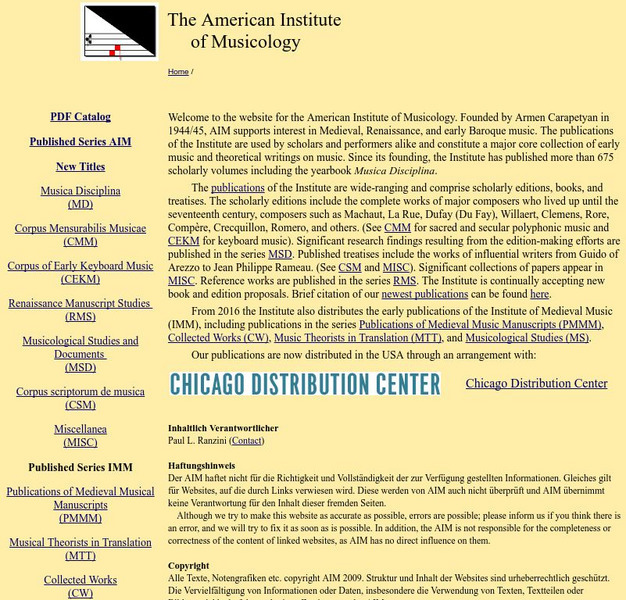 The American Institute of Musicology Website The American Institute of Musicology Website