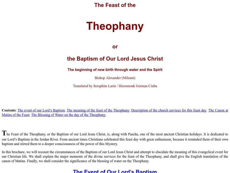 Orthodox Christian Booklets: Theophany or the Feast of the Baptism of the Lord eBook Orthodox Christian Booklets: Theophany or the Feast of the Baptism of the Lord eBook