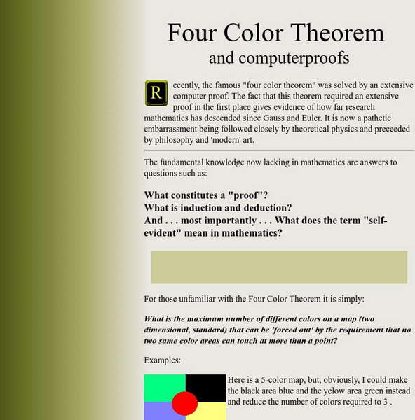Mathematical the Four Color Theorem and Computer Proof Handout