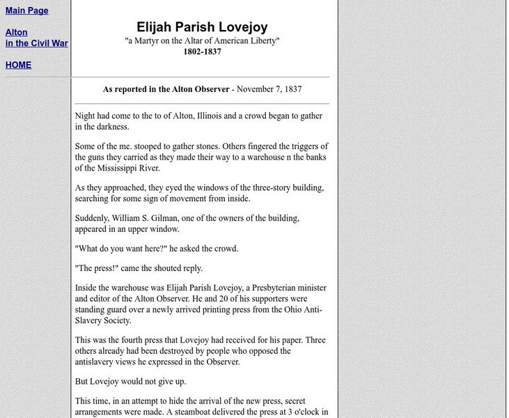 Alton Observer Report: Elijah Parish Lovejoy Primary Alton Observer Report: Elijah Parish Lovejoy Primary