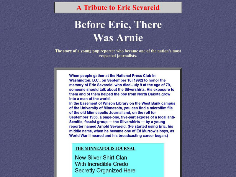 Minnesota News Council: A Tribute to Eric Servareid Website Minnesota News Council: A Tribute to Eric Servareid Website