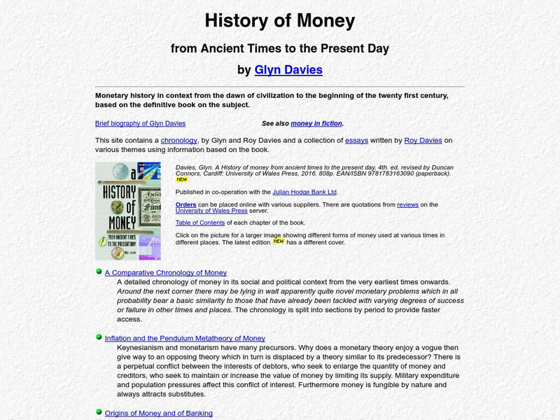 University of Exeter: History of Money From Ancient Times to the Present Day Website University of Exeter: History of Money From Ancient Times to the Present Day Website
