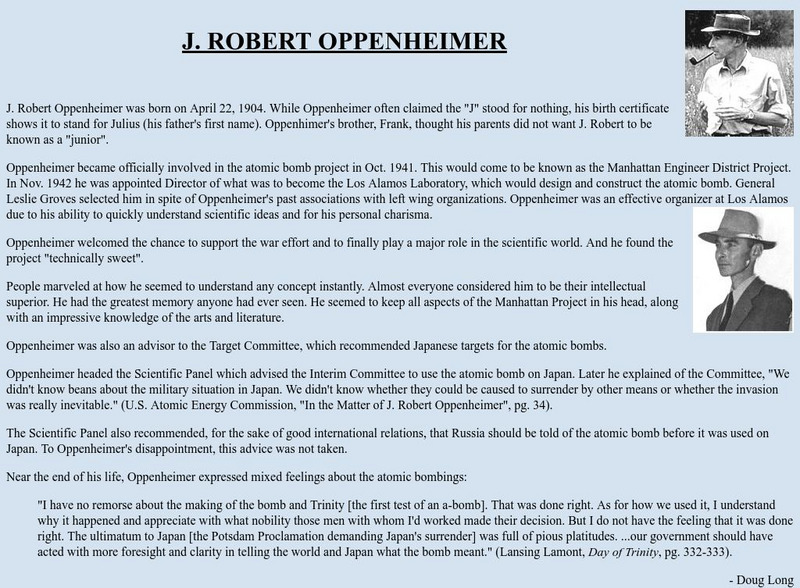 Necessity of Hiroshima: J. Robert Oppenheimer Handout Necessity of Hiroshima: J. Robert Oppenheimer Handout