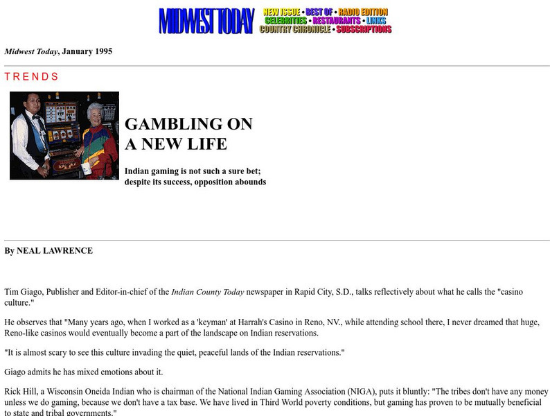 Midwest Today: Gambling on a New Life Article Midwest Today: Gambling on a New Life Article