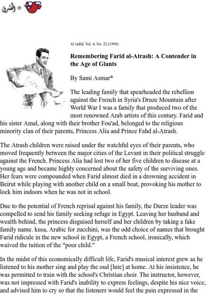 Al Jadid Magazine: Remembering Farid Al Atrash Article Al Jadid Magazine: Remembering Farid Al Atrash Article