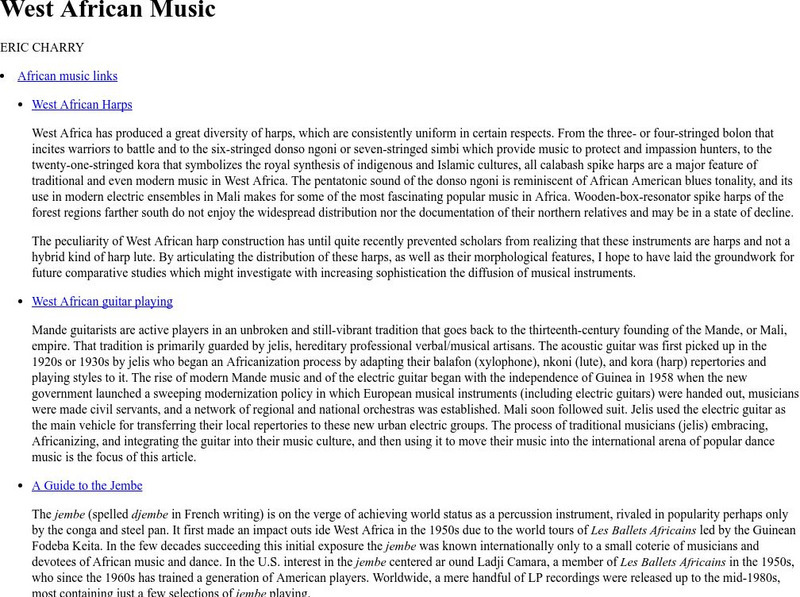 Wesleyan University: West African Music Article Wesleyan University: West African Music Article