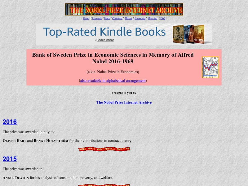 Nobel Prize in Economic Sciences Winners 1969 2002 Website Nobel Prize in Economic Sciences Winners 1969 2002 Website