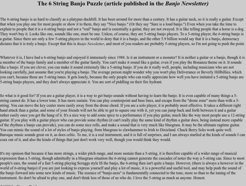 The 6 String Banjo Puzzle Article