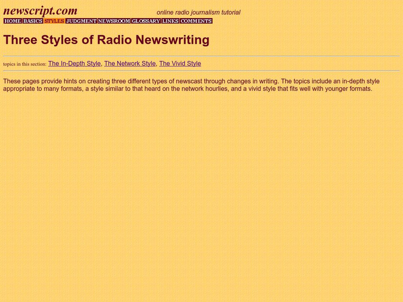 Newswriting for Radio: Three Styles of Radio Newswriting Website Newswriting for Radio: Three Styles of Radio Newswriting Website
