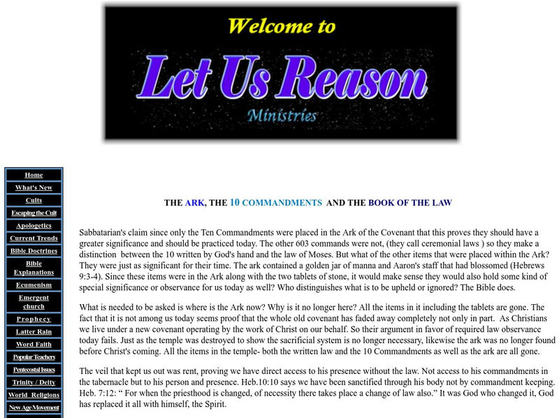 The Ark, the 10 Commandments, and the Book of the Law Website
