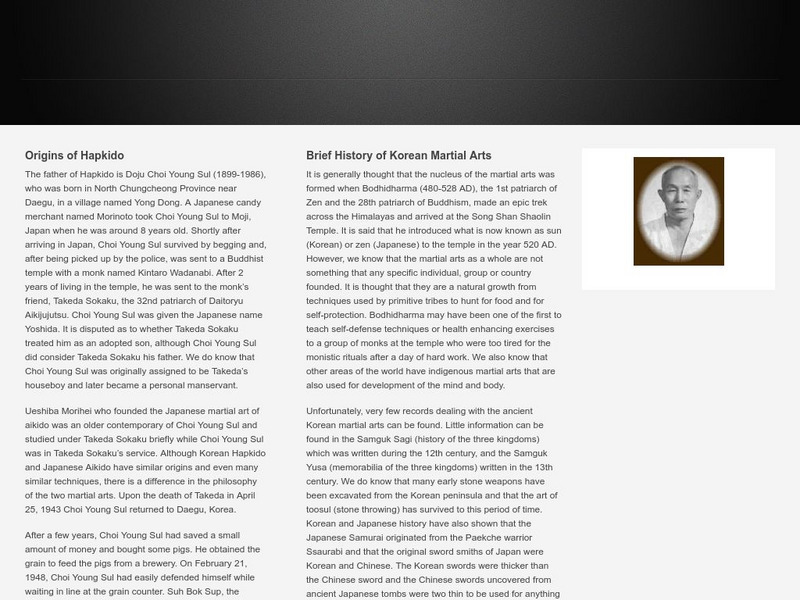 History of Hapkido Activity History of Hapkido Activity