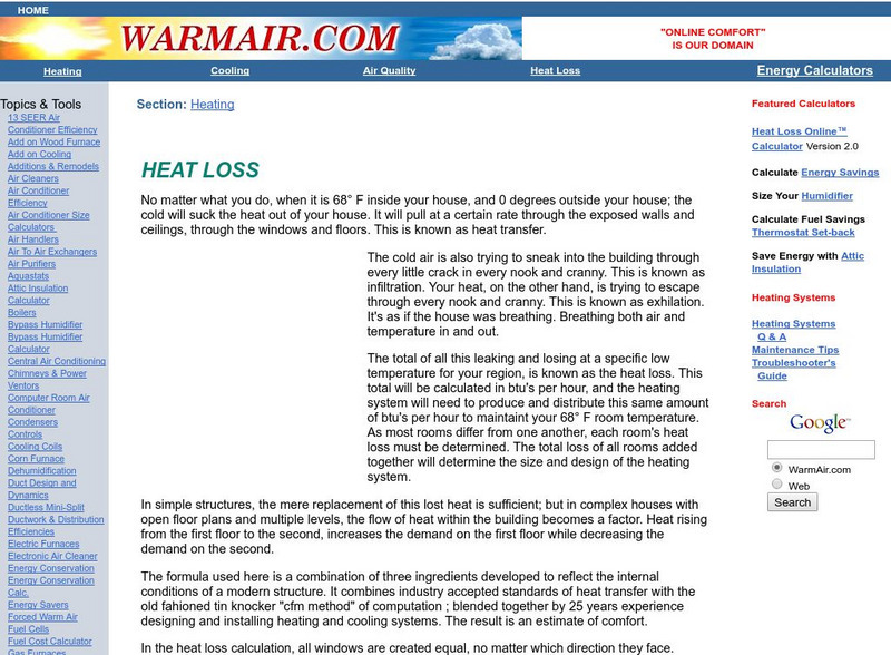 Warm Air: Heat Loss Handout Warm Air: Heat Loss Handout
