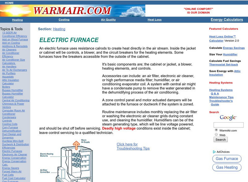 Warm Air: Electric Furnace Handout Warm Air: Electric Furnace Handout