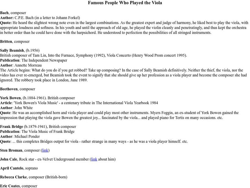 Famous People Who Played the Viola Handout