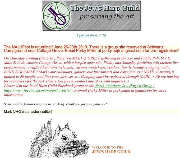 The Jew's Harp Guild Homepage Website