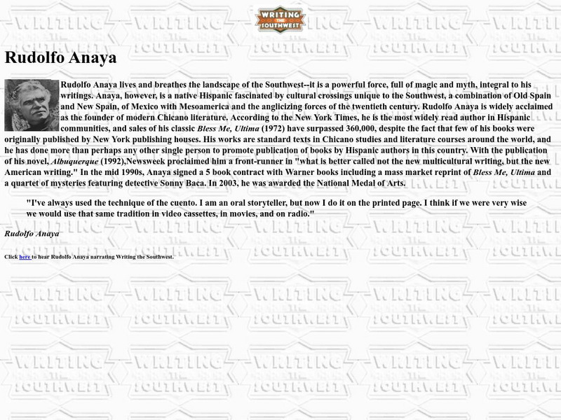 University of New Mexico: "Writing the Southwest Website