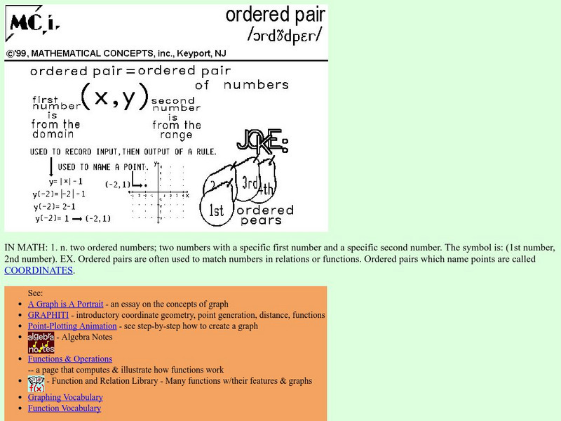 Math N stuff.com: Ordered Pairs Handout Math N stuff.com: Ordered Pairs Handout