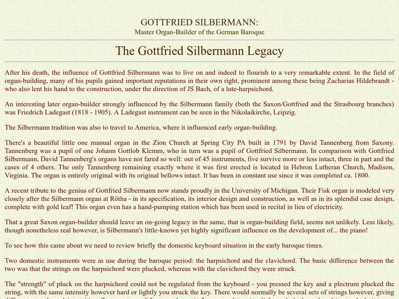 Islandnet.com: The Gottfried Silbermann Legacy Website Islandnet.com: The Gottfried Silbermann Legacy Website