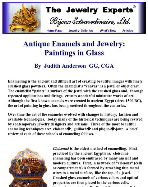 Antique Enamels and Jewelry: Paintings in Glass Article Antique Enamels and Jewelry: Paintings in Glass Article