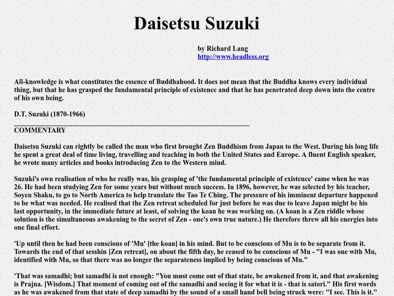 Daisetsu Suzuki Article