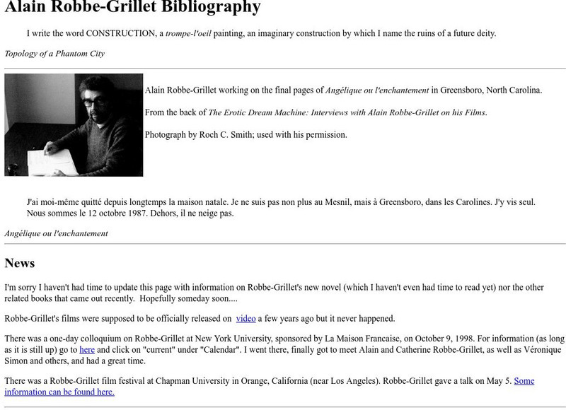 Alain Robbe Grillet Bibliography Activity Alain Robbe Grillet Bibliography Activity