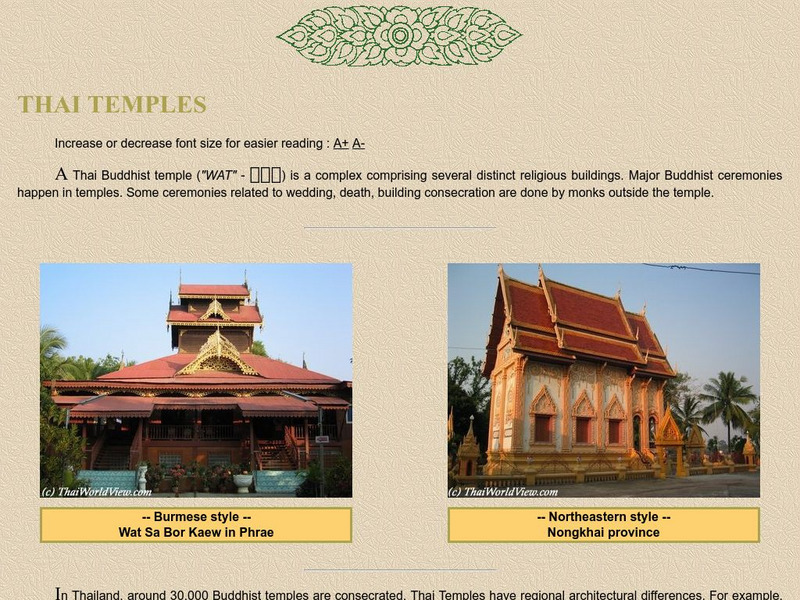 Thair World View: Thai Temple or "Wat" Graphic