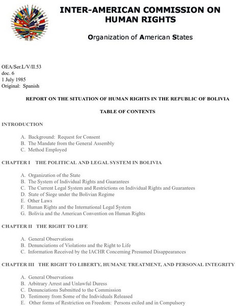 Iac on Human Rights: Bolivia's Legal System Activity Iac on Human Rights: Bolivia's Legal System Activity