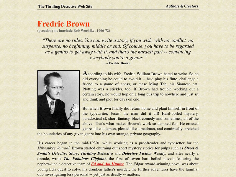 Authors and Creators Frederic Brown Website Authors and Creators Frederic Brown Website
