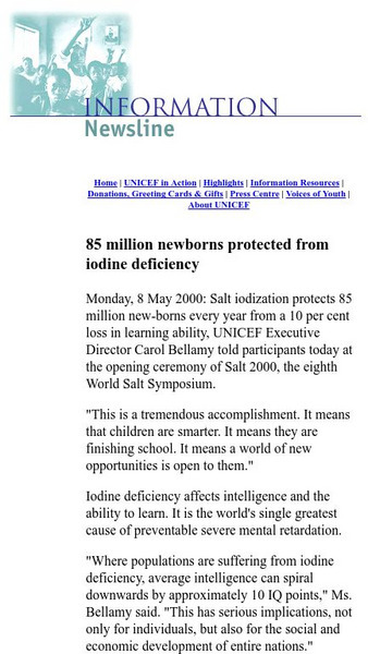 Unicef: Iodine Article Unicef: Iodine Article