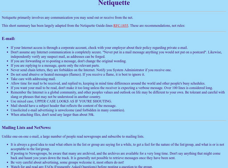 Albury Local Internet: Internet Netiquette Handout Albury Local Internet: Internet Netiquette Handout