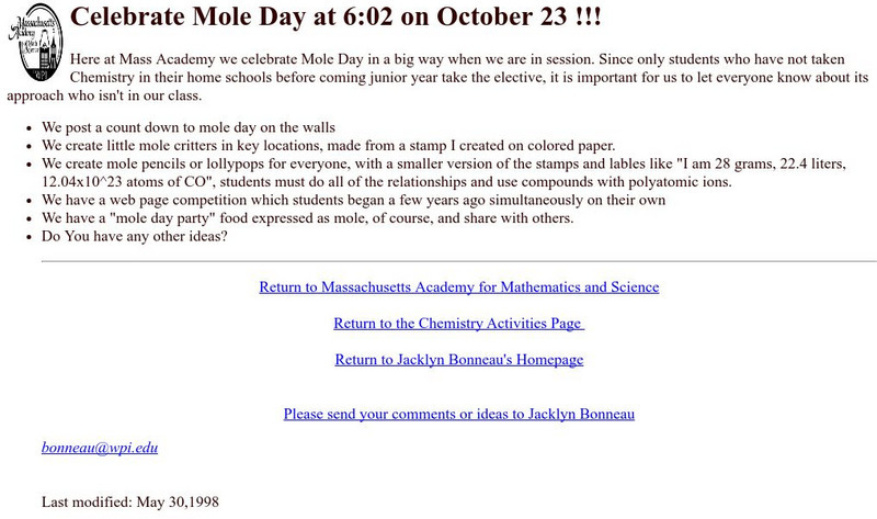 Celebrate Mole Day at 6:02 on October 23 !!! Handout