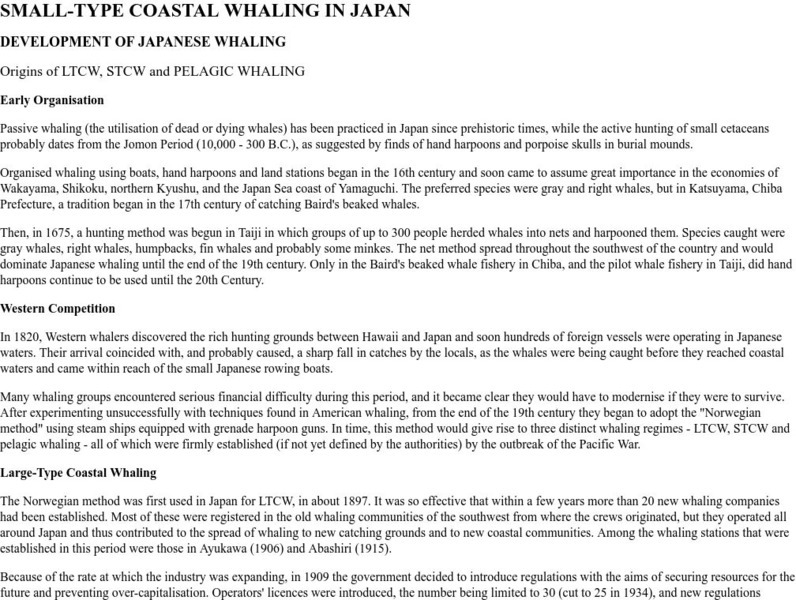 Whaling Library: Development of Japanese Whaling Website Whaling Library: Development of Japanese Whaling Website